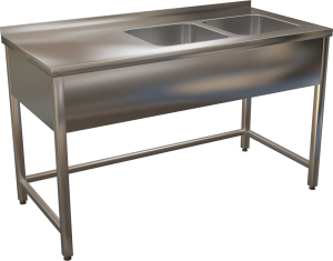 KSVK - Nerezový mycí stůl s lisovanými dřezy